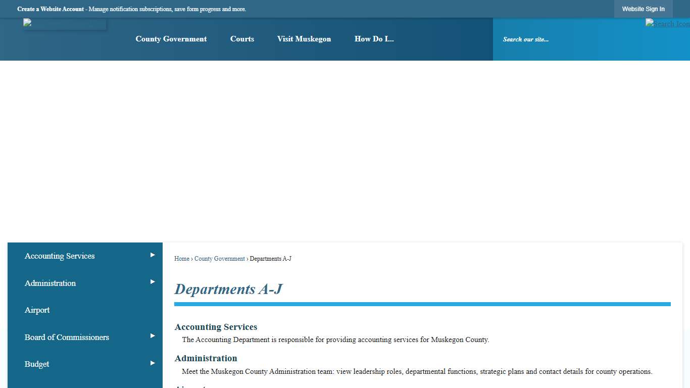 Departments A-J Muskegon County, MI